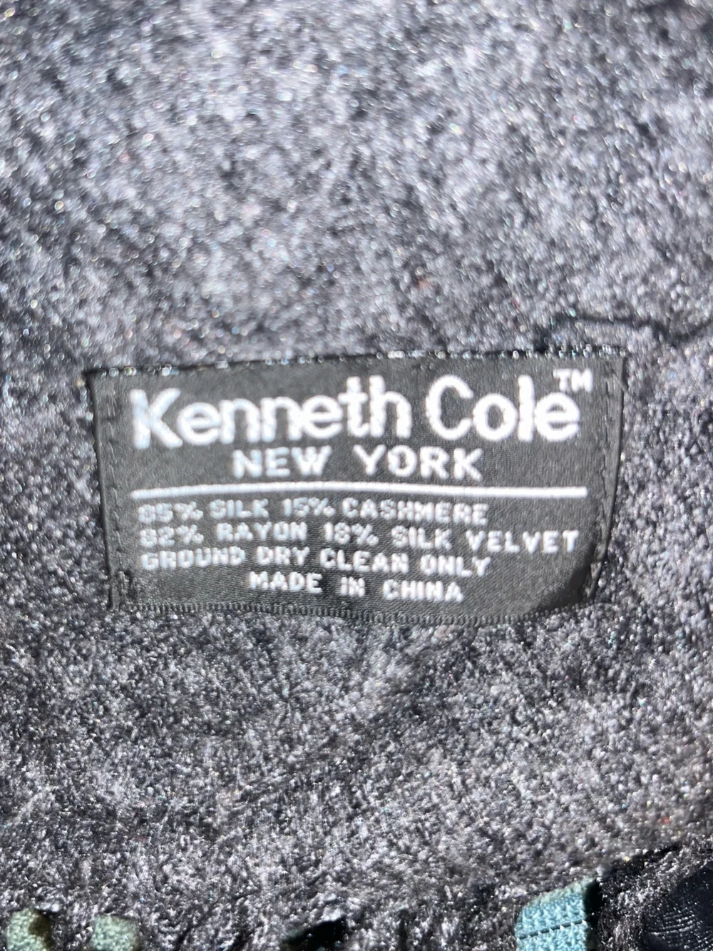 Kenneth Cole Black Fringe Silk/Cashmere Scarf